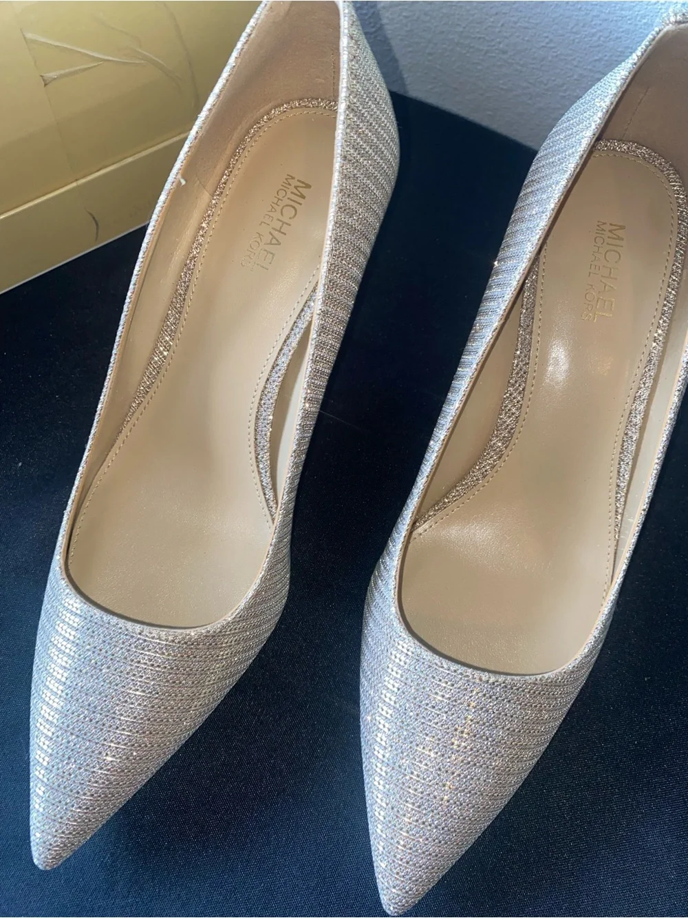 Michael Kors Champagne Glitter Pointed-Toe Heels